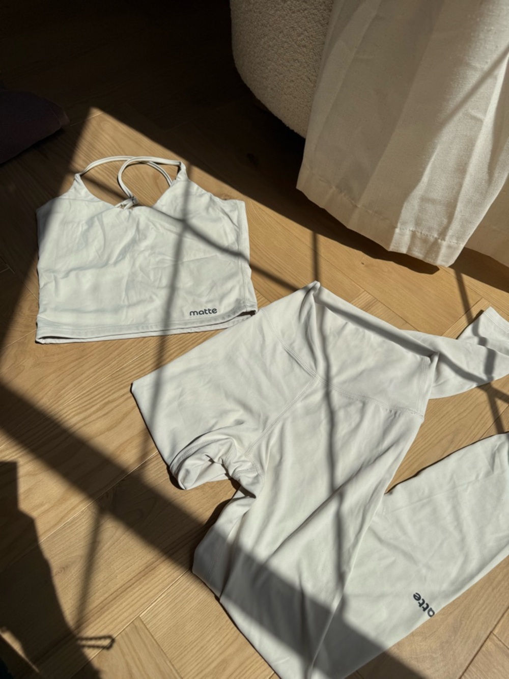Matte Off White High-Waist Leggings - Women's Tank Set